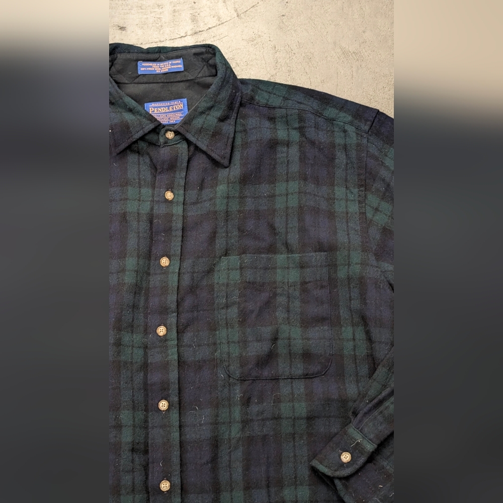 Pendleton Men's Green Plaid Shirt, Large